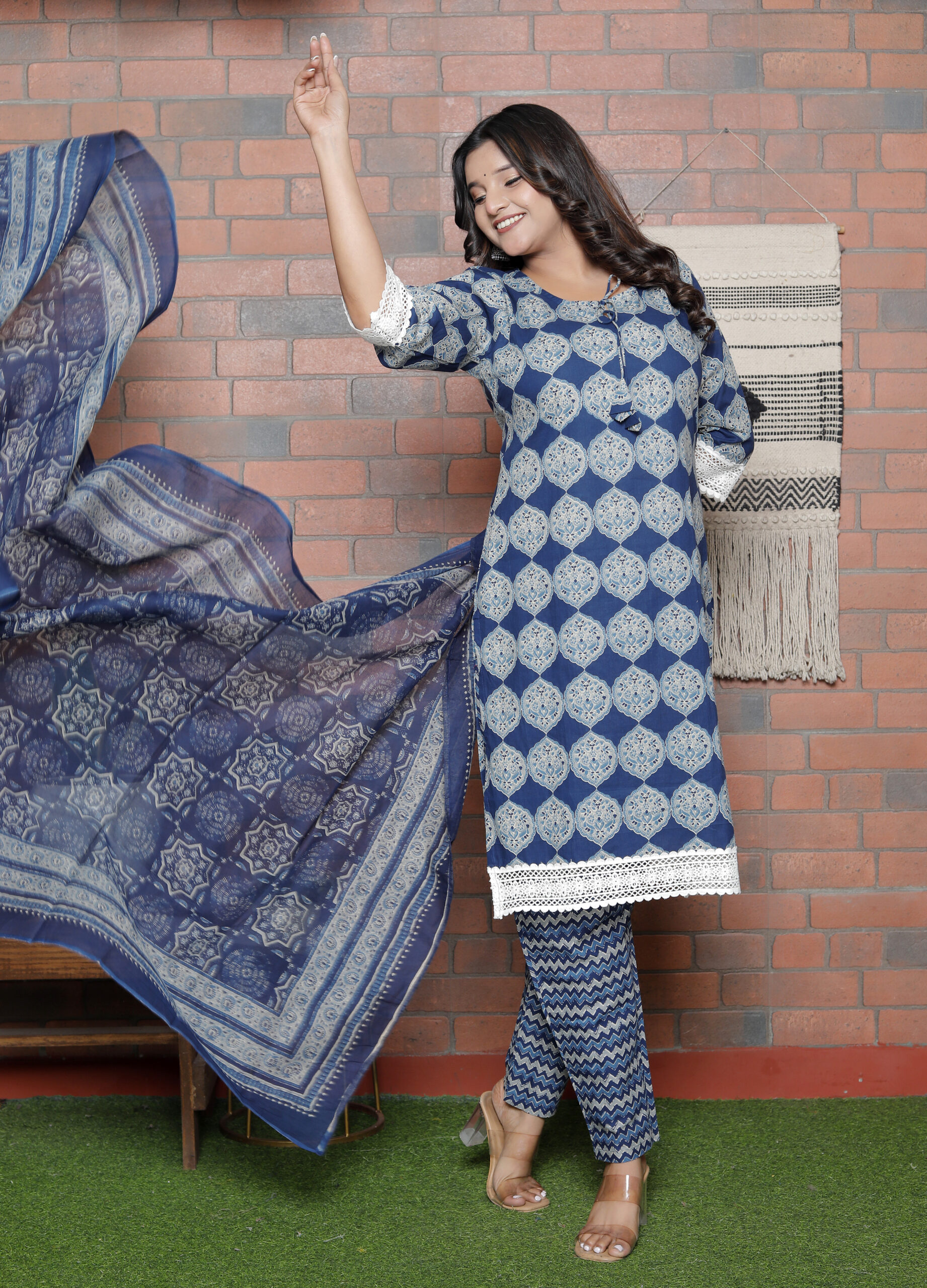 Cotton 60-60 three piece Dupatta